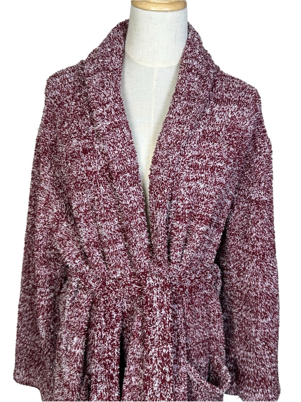 Barefoot Dreams CozyChic Robe Women’s Sz 1 Small Red Marled Soft Lounge Belted - Picture 3 of 12